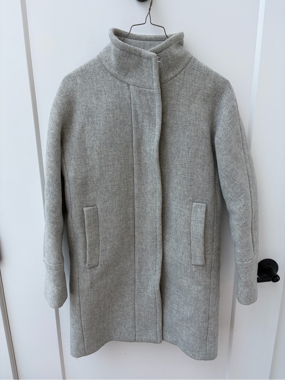 J. Crew Light Gray Wool-Blend Stand Collar Pea Coat
